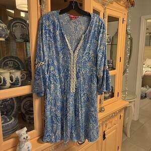 Lilly Pulitzer Hollie Tunic Dress "Turtley Awesome" Blue Peri
